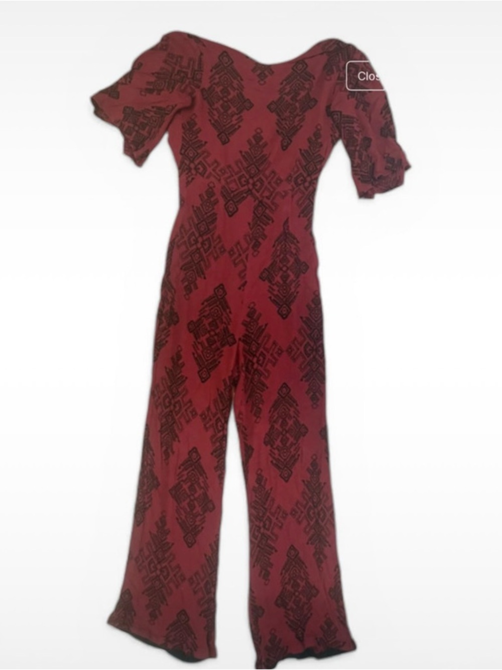 Women's Red Patterned Jumpsuit